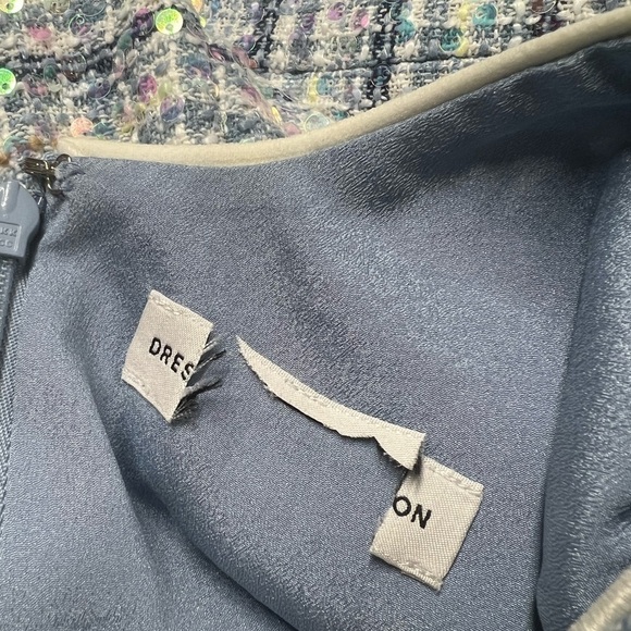 NWOT DRESS THE POPULATION Tweed Sequin Simone Dress Blue XS - Picture 9 of 10